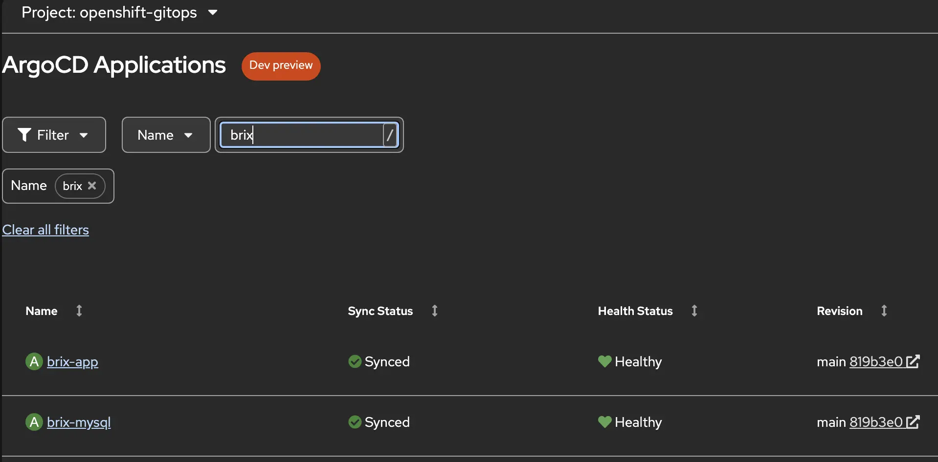 OpenShift GitOps Apps Synced