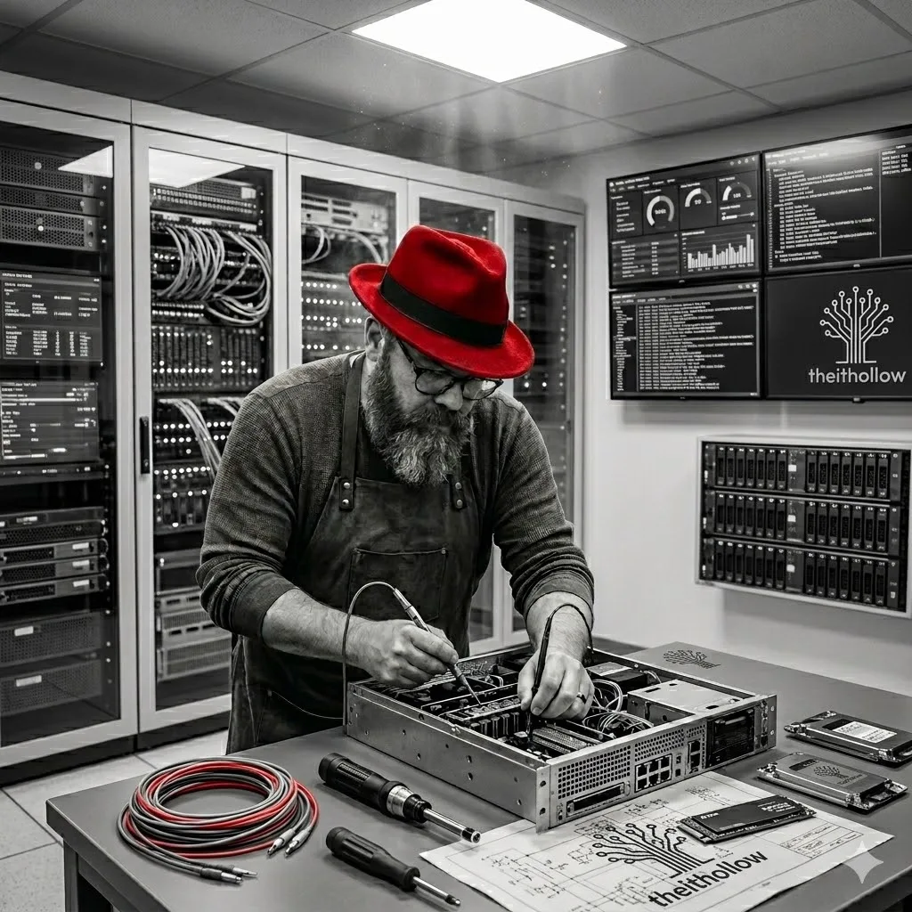 Shanks Woodworking with Red Hat on