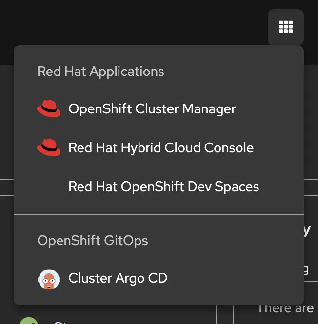 OpenShift Dev Spaces app launcher