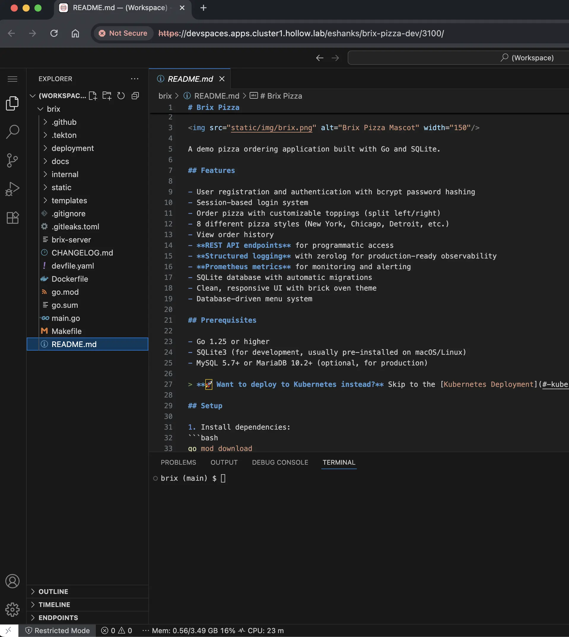 OpenShift Dev Spaces Web IDE