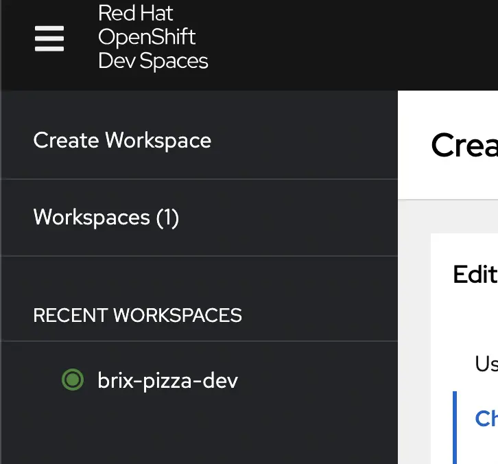 OpenShift Dev Spaces Console workspaces