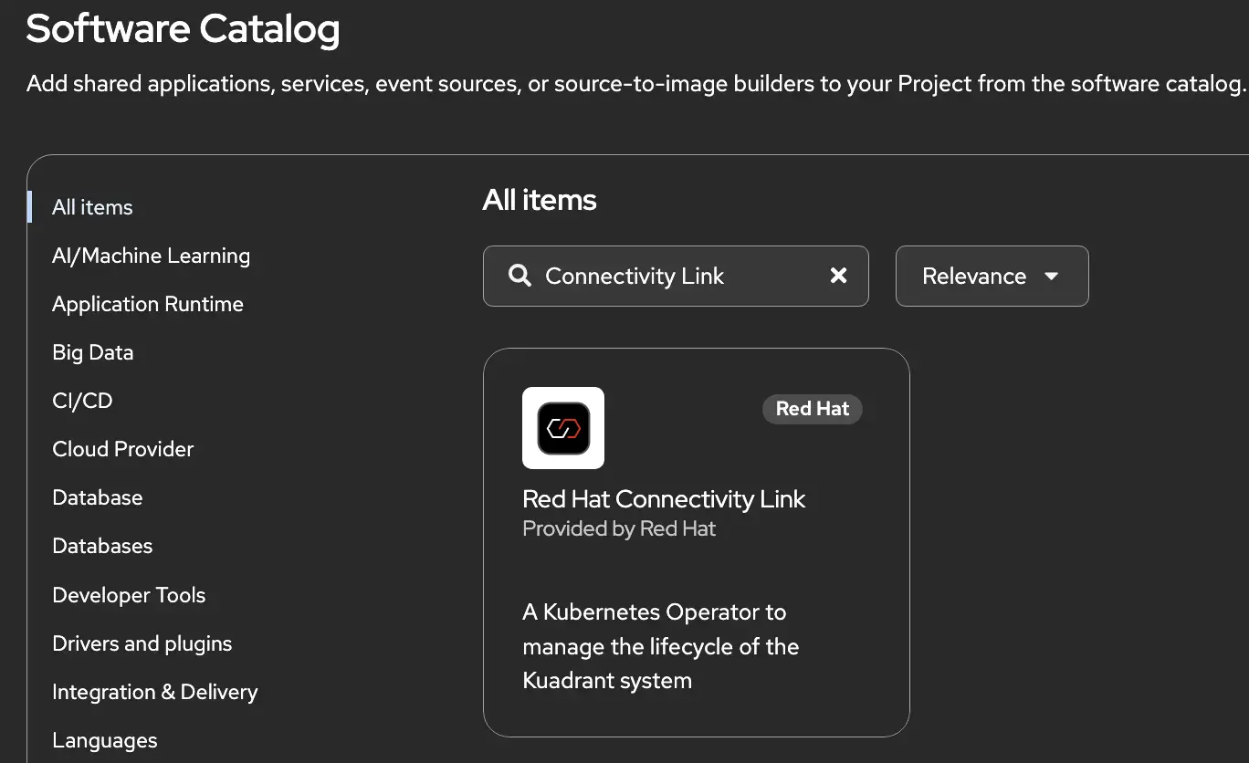 Connectivity Link Installation Search Screen