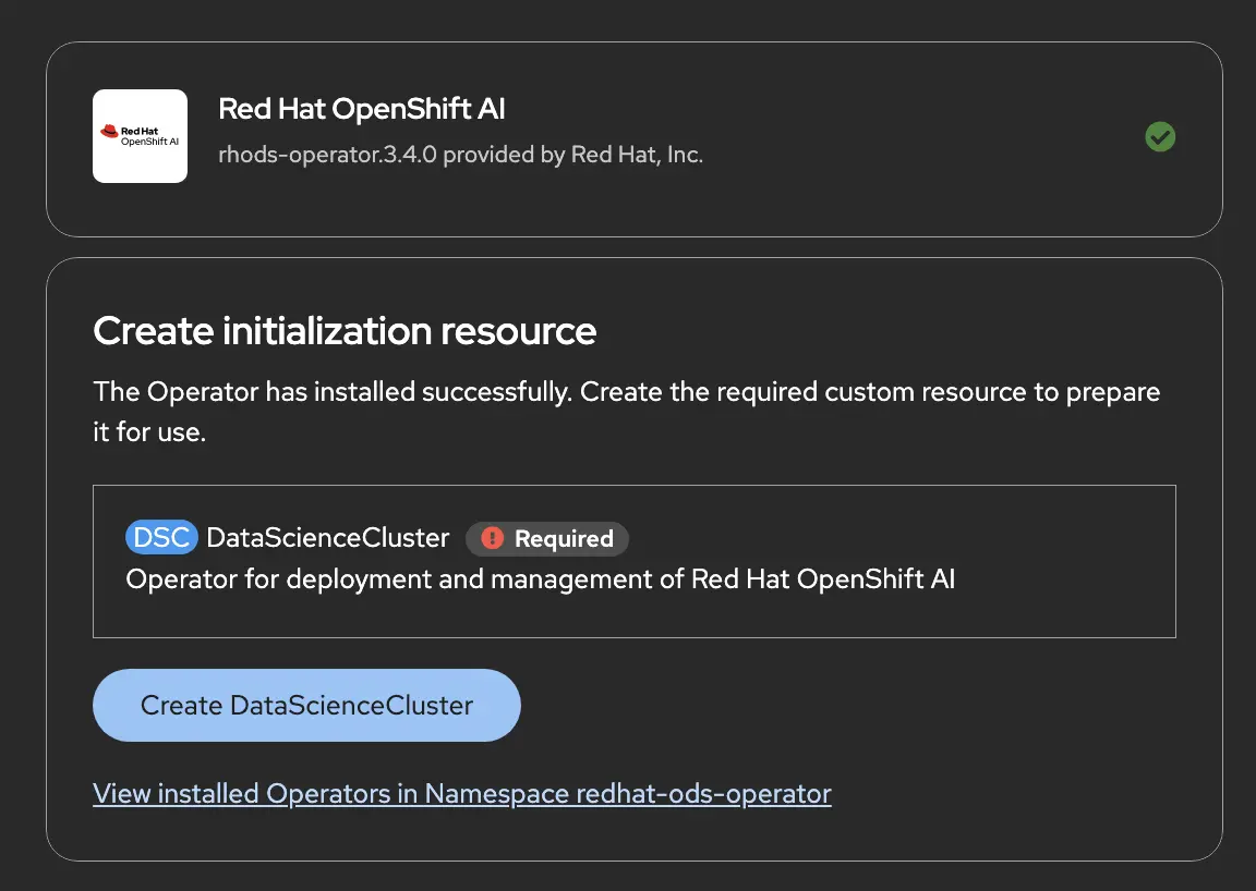 OpenShift AI Operator Data Science Cluster install 1