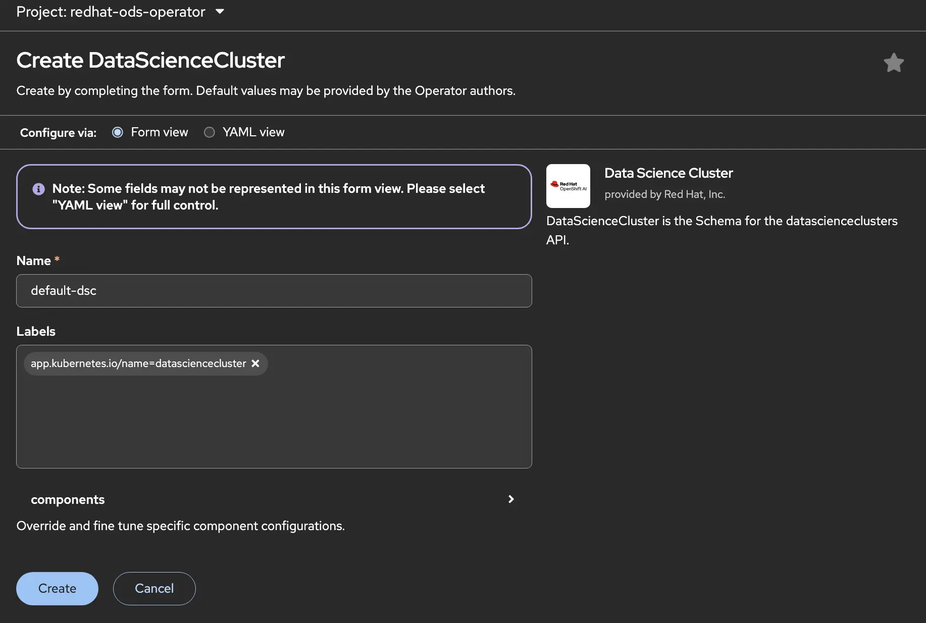 OpenShift AI Operator Data Science Cluster install 2