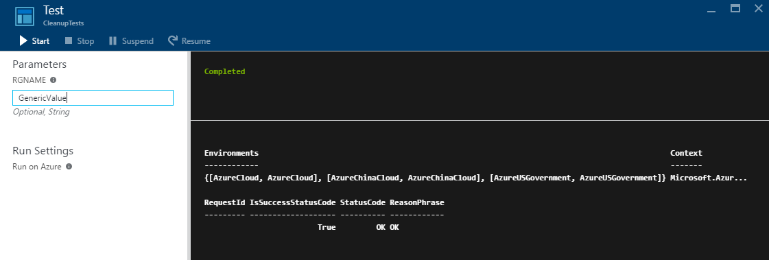 AzureAutoRunbookTest